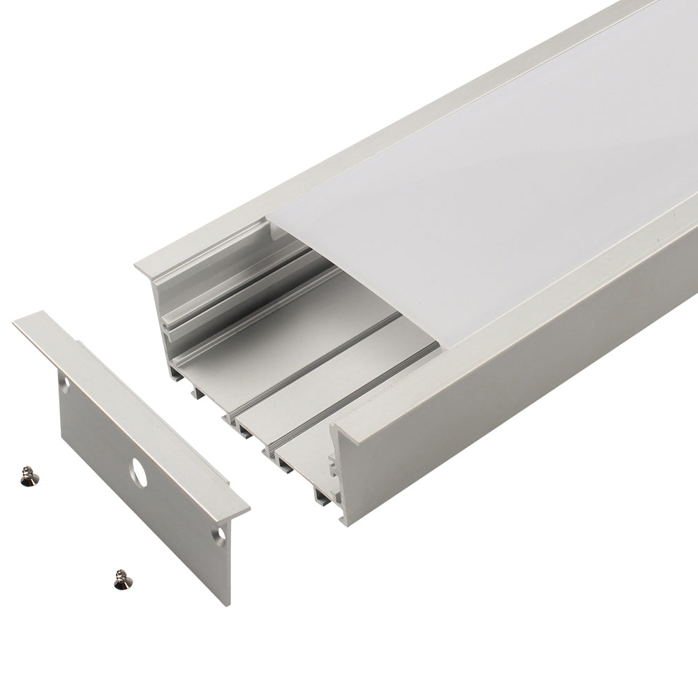 AL-BT-K9035C Recess mounting Aluminium extrusion, profile, channel for strip light with opal diffuser, 90x35x2500mm