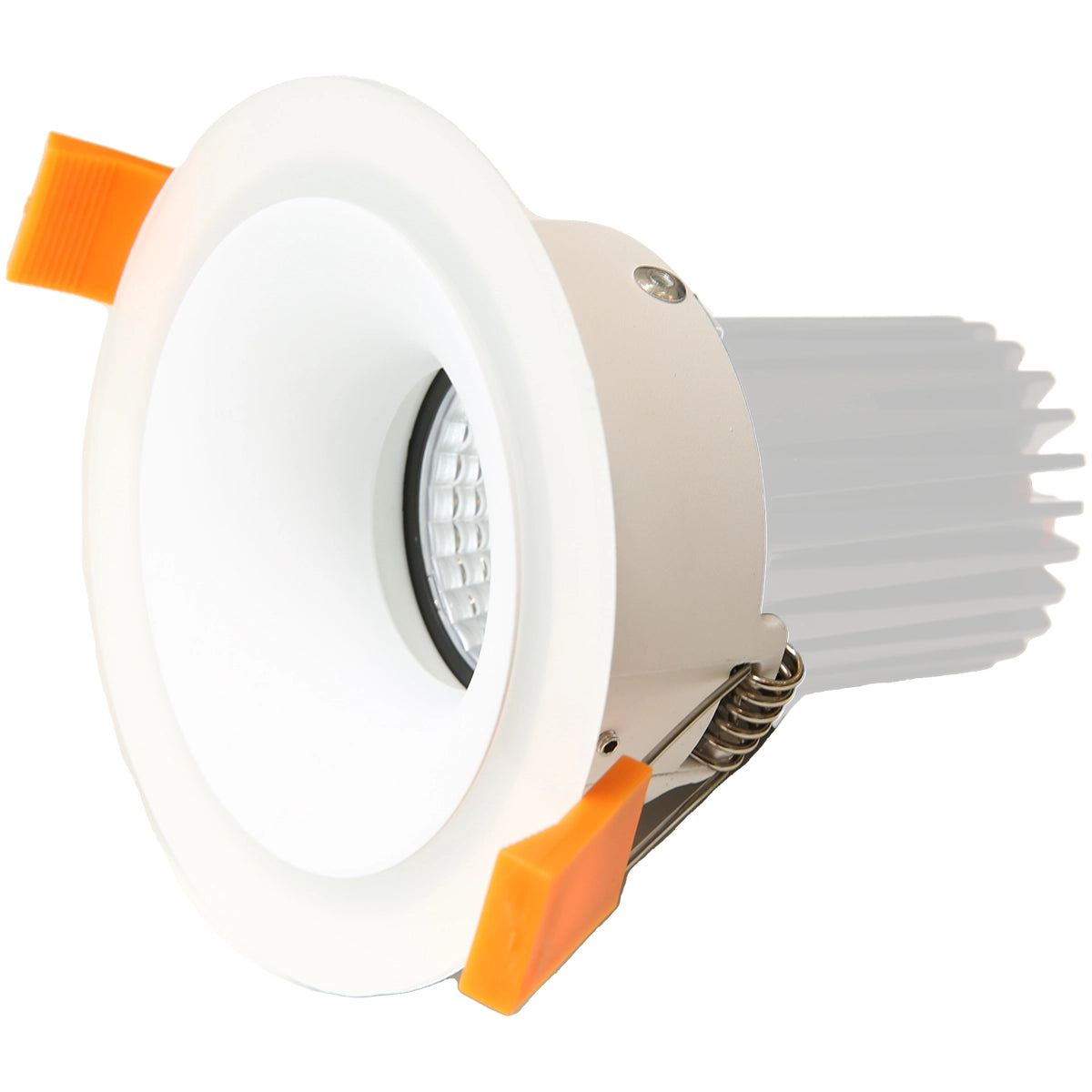 RF12 White- Round fixed IP20 surface mount trim with perspex halo ring for X Series COB Modules