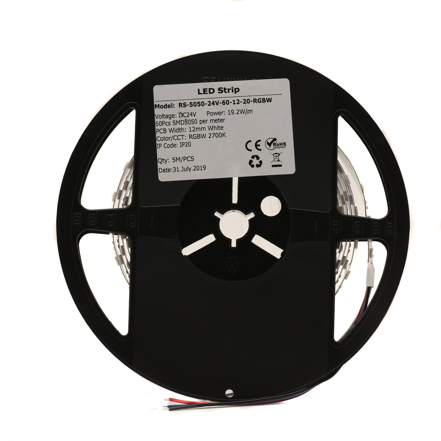 RGBW2700K Strip Light, 12mm PCB, 24V, 160LED/m, 20W/m, IP20 , constant voltage 5m roll