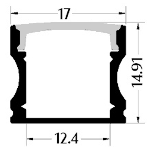 AL-BT-K1715 Surface mounting, Aluminium extrusion, profile, channel for strip light with opal diffuser, 17X15x3000mm