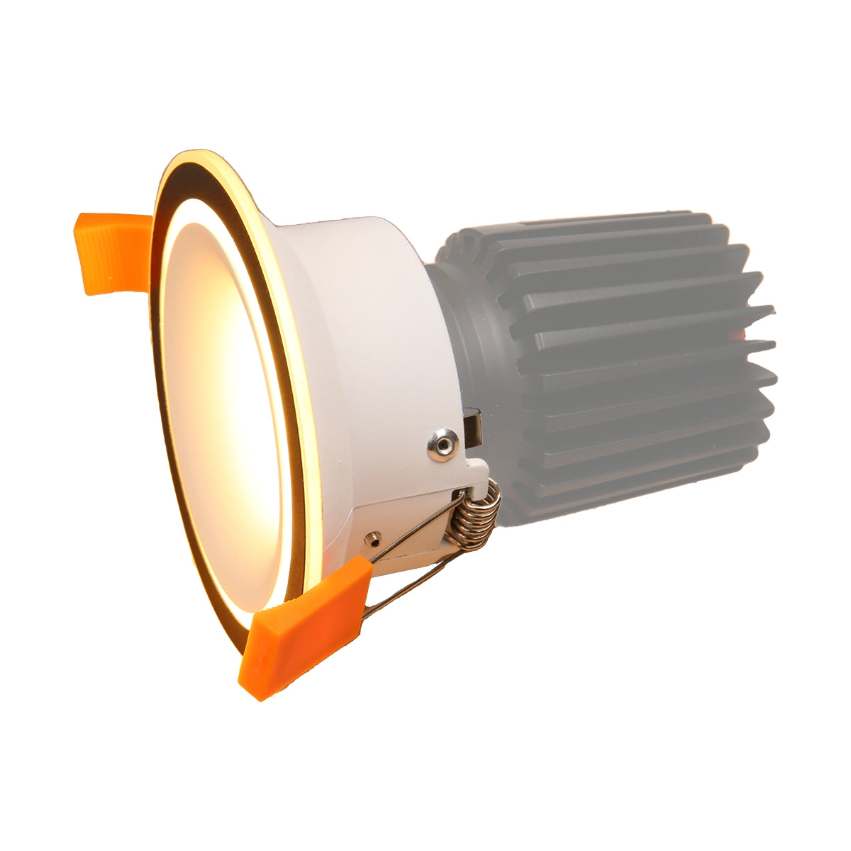RF36 Black and White- Round fixed IP20 surface mount trim with white halo ring for X Series COB Modules