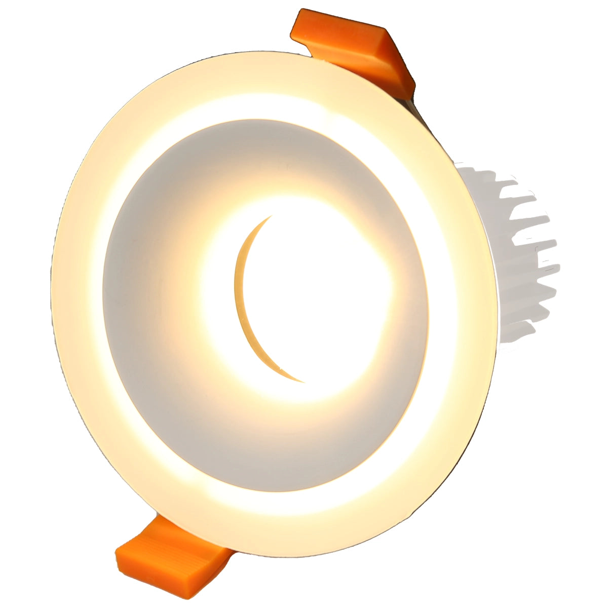 RF12 White- Round fixed IP20 surface mount trim with perspex halo ring for X Series COB Modules