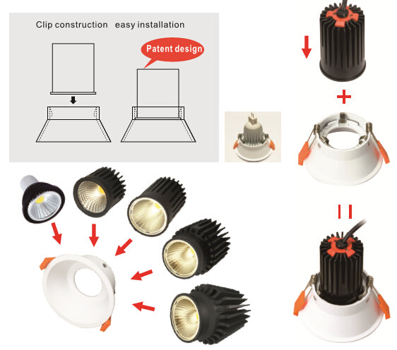 X3A-Downlight module, 9 Watt, 3CCT, COB, Flicker free, Triac Dimmable, 800 Lumens
