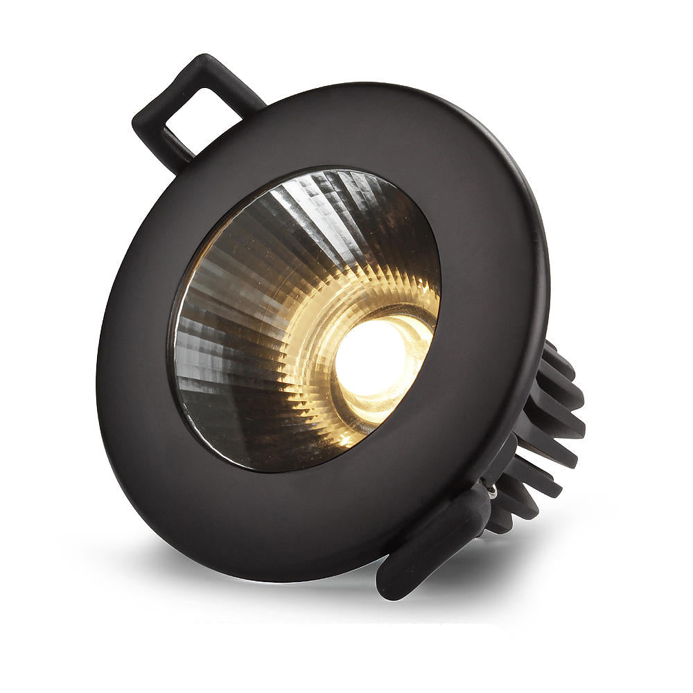 Commercial 12 Watt COB LED Down light IP20 Tri-colour Flicker free Black