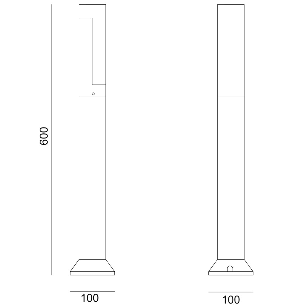 Bollard, Garden Light, 240VAC, 5 Watt, IP54, sand black, Rectangular