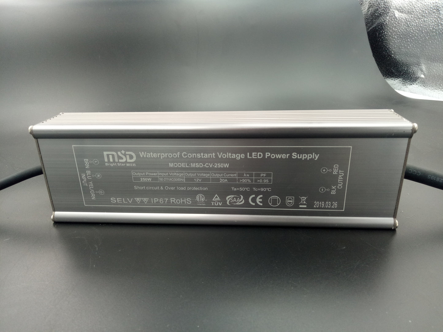 Power supply, 24VDC, 250W, IP67, flicker free, Constant Voltage driver