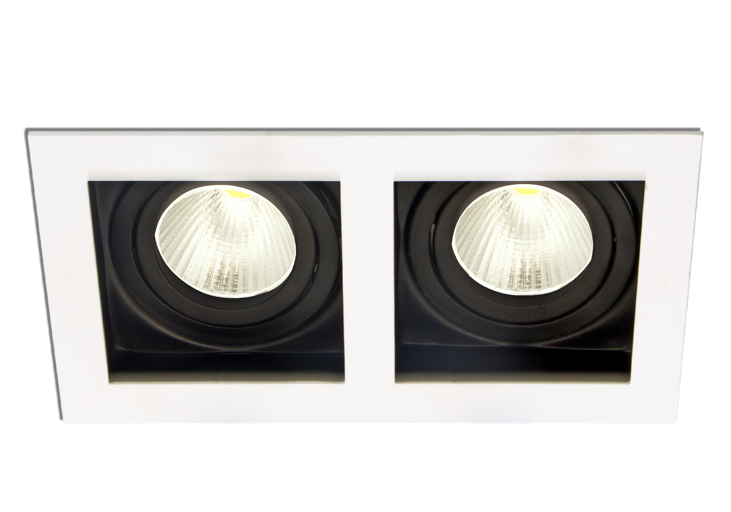 SQ2 Black and White-Rectangular gimbal IP20 2 light surface mount trim for X Series COB Modules
