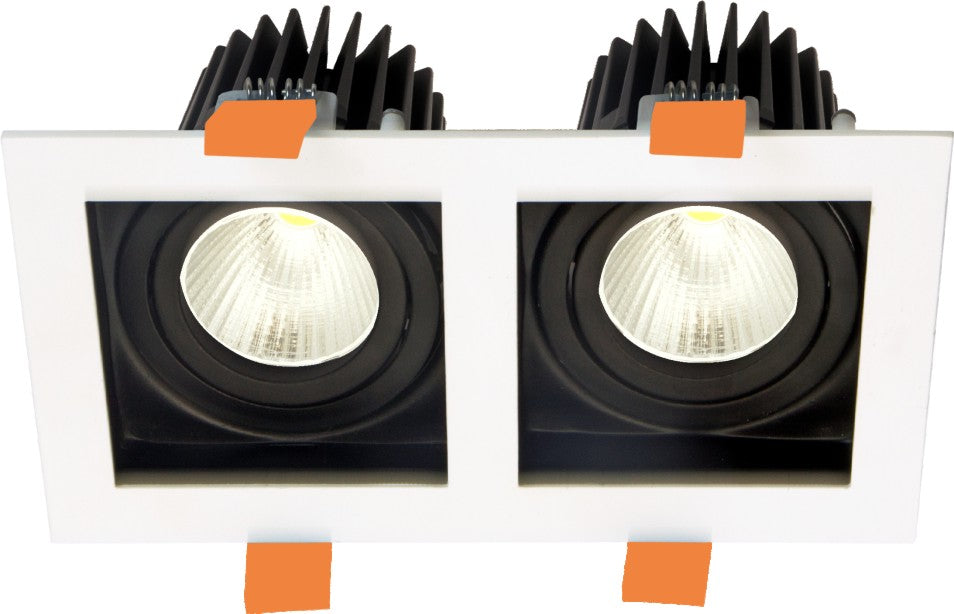 SQ2 Black and White-Rectangular gimbal IP20 2 light surface mount trim for X Series COB Modules