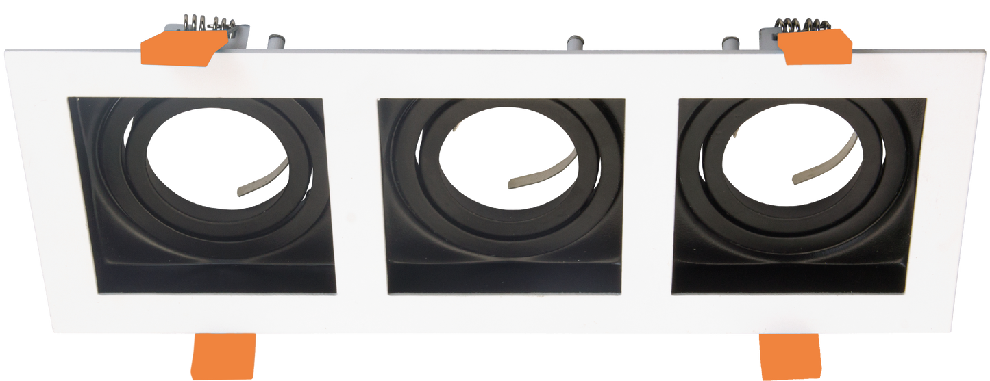 SQ3 Black and White-Rectangular Adjustable IP20 3 light surface mount trim for X Series COB Modules