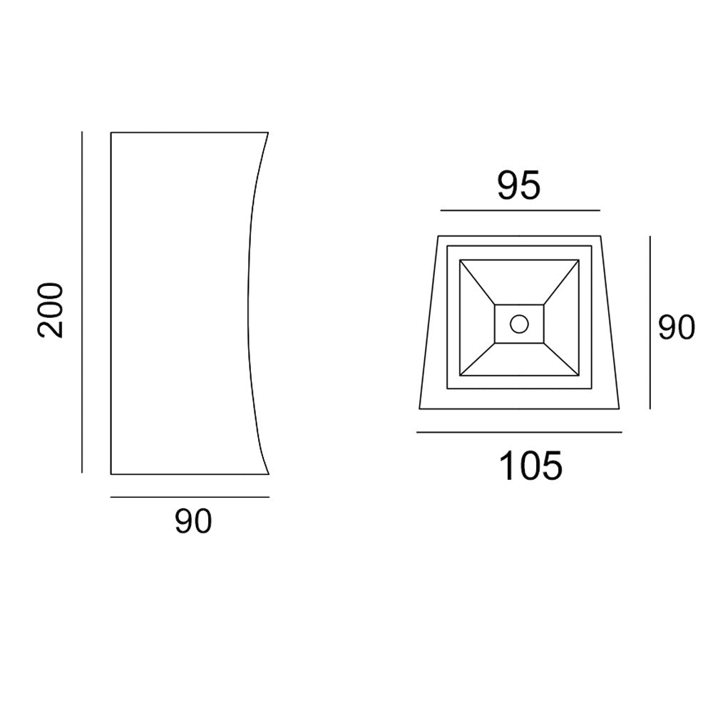 Wall Light, Porch light, Alfresco light, Ambient light, Up and Down Light, 240V AC, 2 x 5W, IP54, 2700K, Square, Sand white