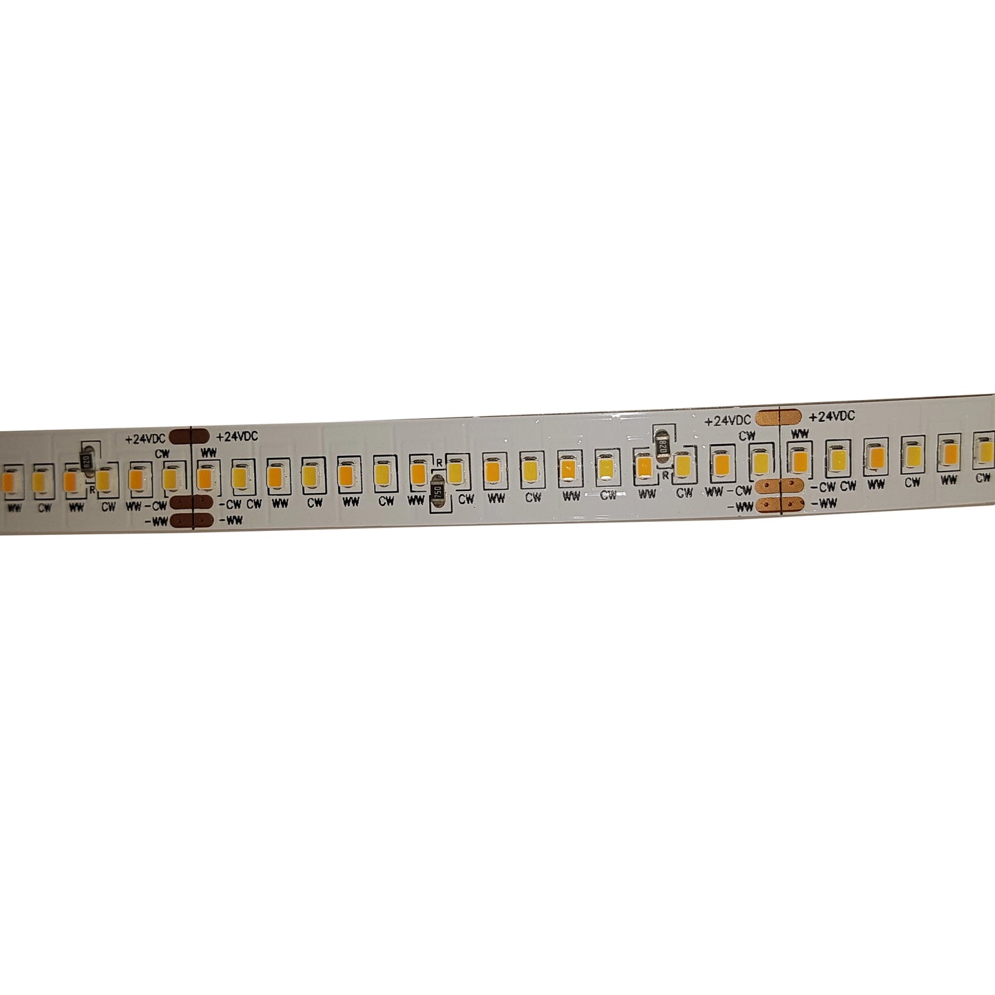 Tuneable White Strip Light 2700K to 6000K 3CCT, 24V, 18 W / m,1550 Lum / m, IP20 , constant voltage 5 meter roll