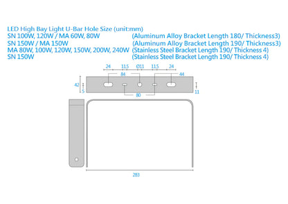 U Bar Wall Mount Accessory for High Bay Lights