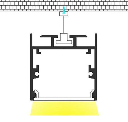 AL-BT-K3535B Surface mounting, Aluminium extrusion, profile, channel for strip light with clear diffuser, 35x35x3000mm