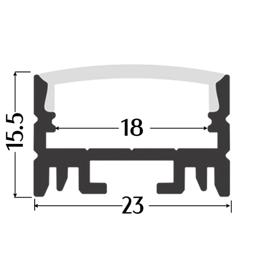 AL-BT-K2316 Surface mounting, Pendant mounting, Aluminium extrusion, profile, channel for strip light with opal diffuser, 23x16x3000mm