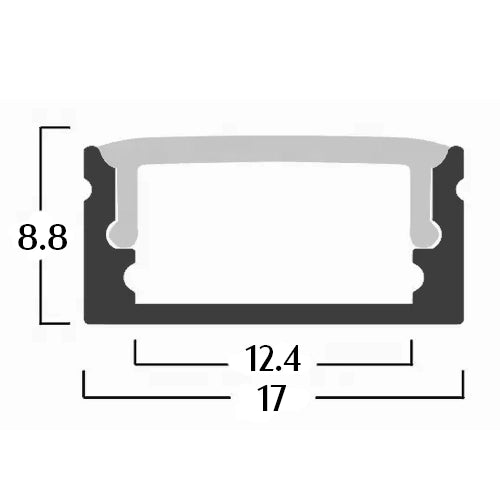 AL-BT-K1708 Surface mounting, Aluminium extrusion, profile, channel for strip light with opal diffuser, 17x8x3000mm