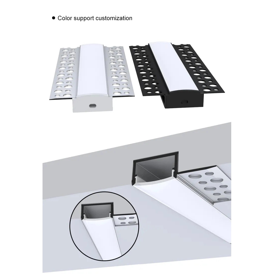 AL-BT-K6214 Embedded mounting Aluminium extrusion, profile, channel for strip light with opal diffuser, 62X14x3000mm