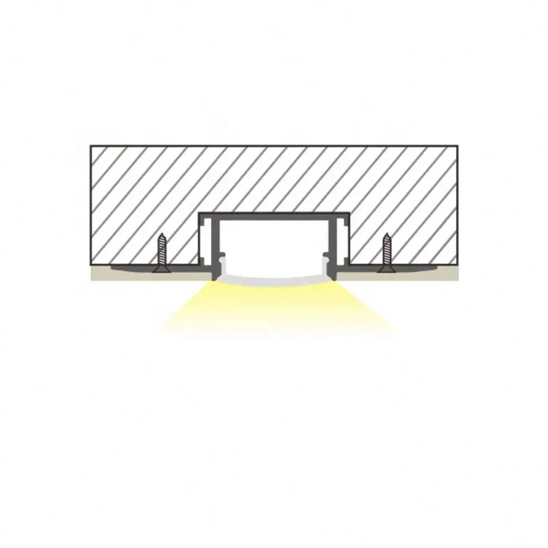 AL-BT-K6214 Embedded mounting Aluminium extrusion, profile, channel for strip light with opal diffuser, 62X14x3000mm