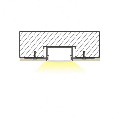 AL-BT-K6214 Embedded mounting Aluminium extrusion, profile, channel for strip light with opal diffuser, 62X14x3000mm