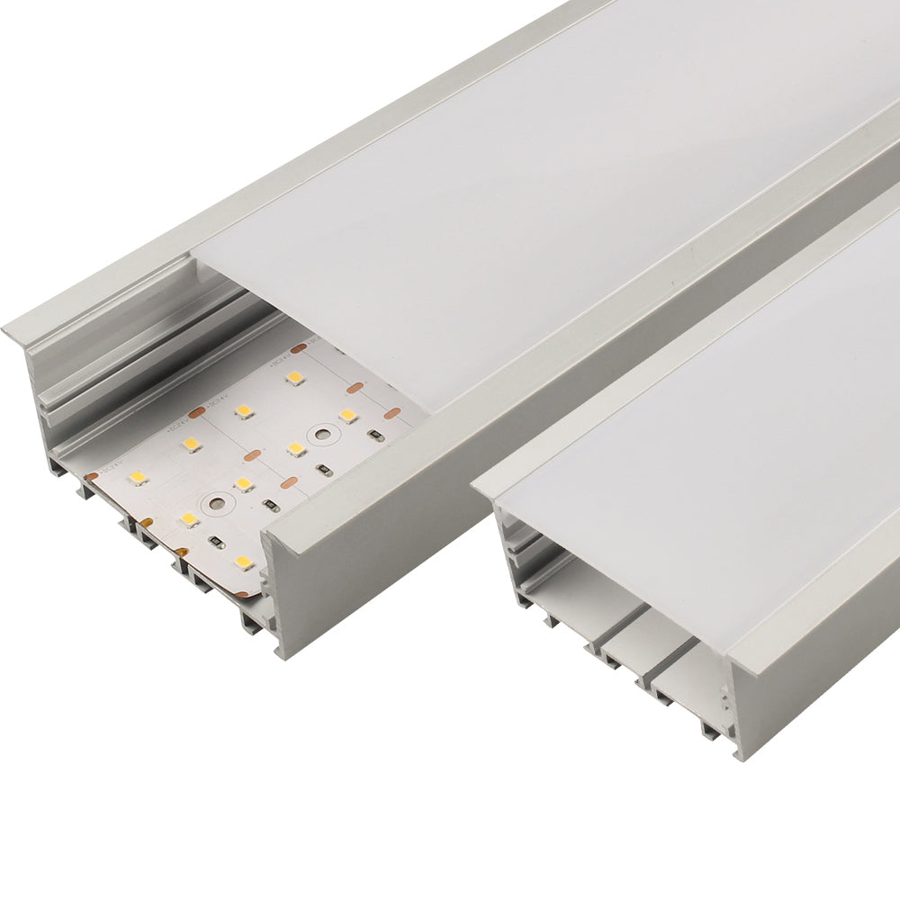 AL-BT-K9035C Recess mounting Aluminium extrusion, profile, channel for strip light with opal diffuser, 90x35x2500mm