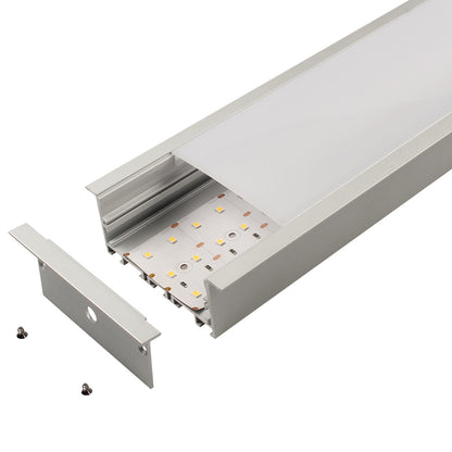 AL-BT-K9035C Recess mounting Aluminium extrusion, profile, channel for strip light with opal diffuser, 90x35x2500mm