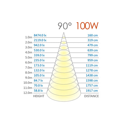 Premium High Bay Light,100W, 11000 Lumens,  Epistar COB LED, Mean Well Driver, 5500K, IP65,