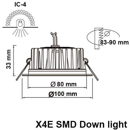 Downlight, tri colour, 10 Watt, Triac Dimming, IC-4, White, SMD down light