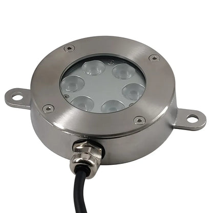 6 x 3 Watt, IP68, 24V, RGB, Pool, Pond Light, Stainless Steel, Surface Mount, Clear Diffuser