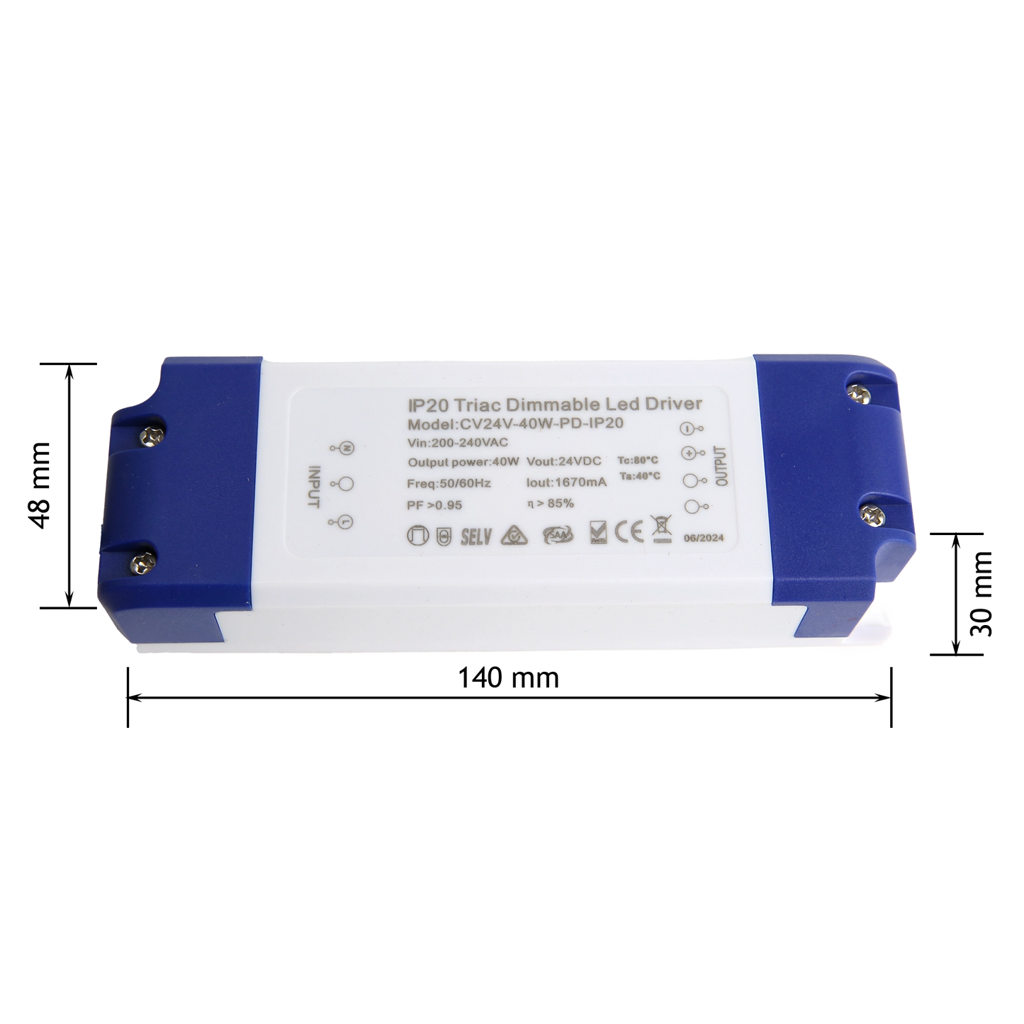 40W LED Driver - Constant Voltage - Phase dimming- IP20
