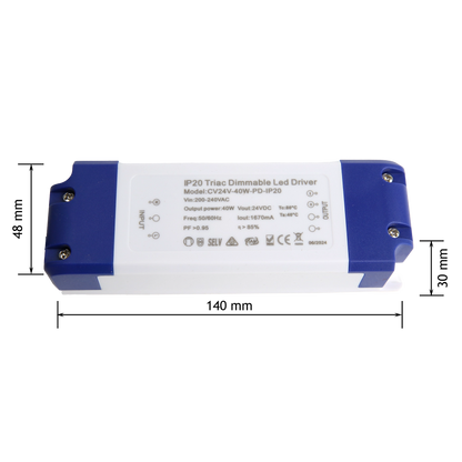 40W LED Driver - Constant Voltage - Phase dimming- IP20