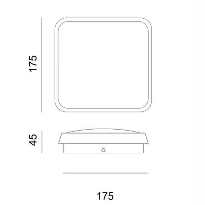 Wall light, Porch light, Alfresco light, Outdoor light 240V AC, 20 Watt, IP54, 2700K, square large, sand black