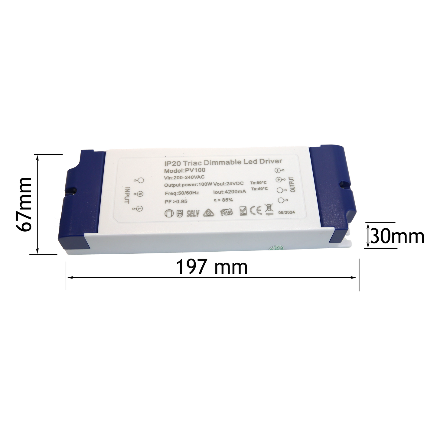 100W LED Driver- Constant Voltage- Phase dimming IP20
