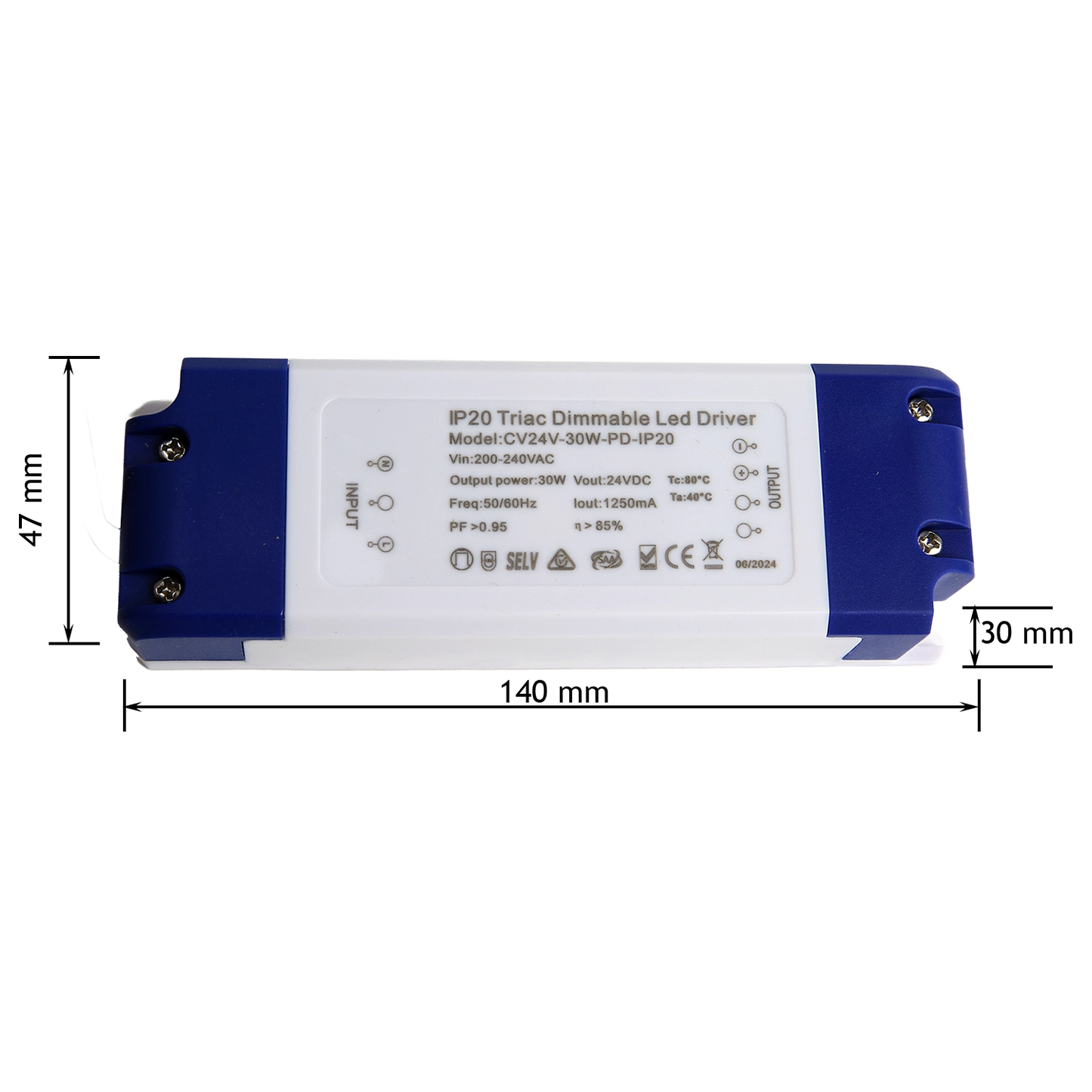 30W LED Driver - Constant Voltage - Phase dimming- IP20