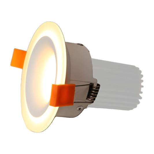 RF12 White- Round fixed IP20 surface mount trim with perspex halo ring for X Series COB Modules