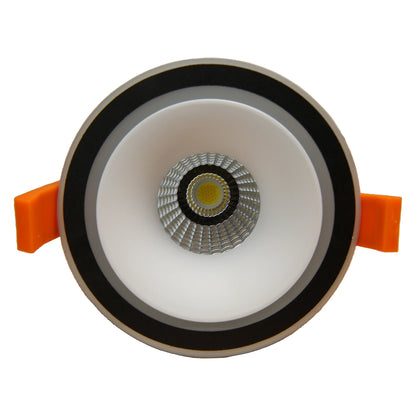 RF36 Black and White- Round fixed IP20 surface mount trim with white halo ring for X Series COB Modules