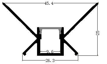 AL-BT-K4625 Embedded mounting Aluminium extrusion, profile, channel for strip light with opal diffuser, 46x25x2500mm