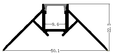 AL-BT-K5123 Embedded mounting Aluminium extrusion, profile, channel for strip light with opal diffuser, 51X23x2500mm