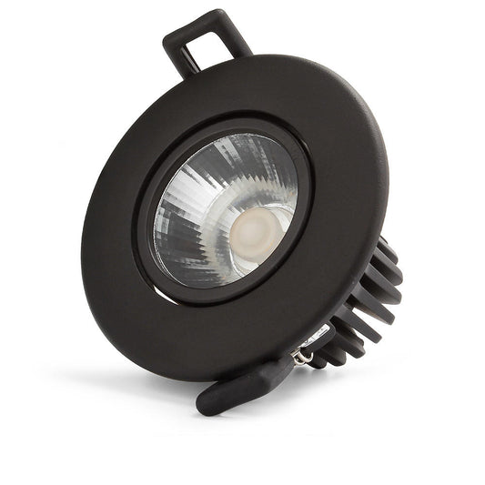 Commercial 12 Watt COB LED Down light IP54 gimbal Tri-colour Flicker free Black