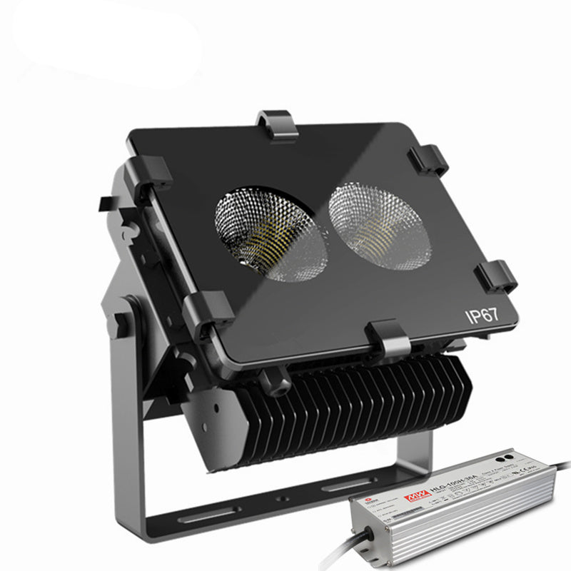 Industrial Flood Light, 100W Citizen COB LED, Mean Well Driver,  IP65, 4500K, Black