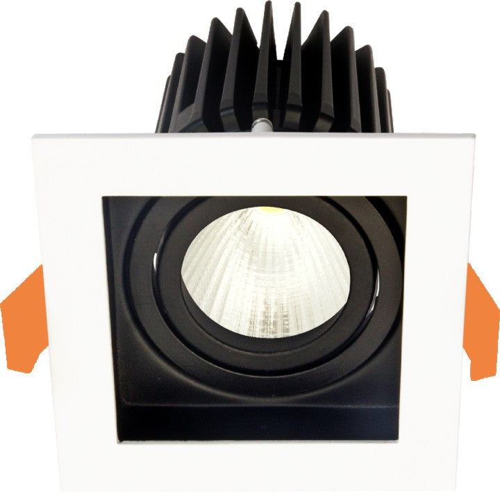 SQ1 Black and White, Square gimbal IP20 single light surface mount trim for X Series COB Modules