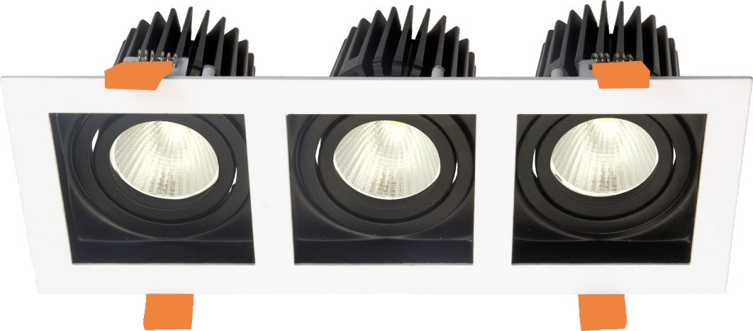 SQ3 Black and White-Rectangular Adjustable IP20 3 light surface mount trim for X Series COB Modules