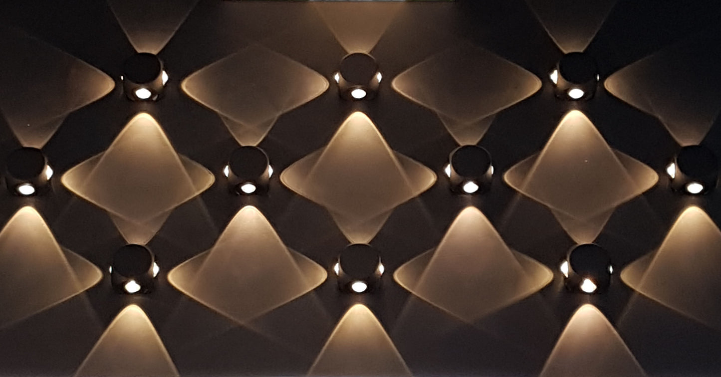 Wall light, Porch light, Alfresco light, Decorative light, Ambient light, 240V AC, 4x1W, 2700K, Sand black