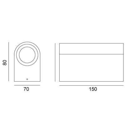 Wall light, Porch light, Alfresco light, Ambient light, Up and Down Light, 240V AC, 2 x 3W, IP54, 2700K, round, Sand black