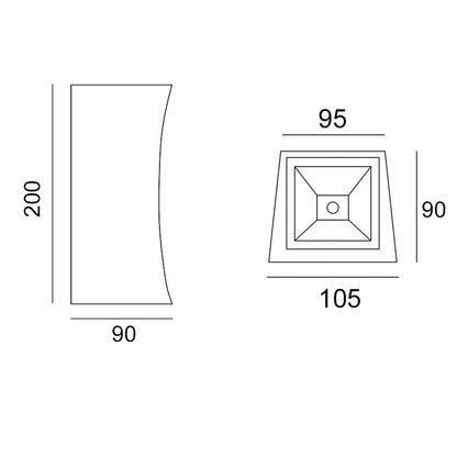 Wall Light, Porch light, Alfresco light, Ambient light, Up and Down Light, 240V AC, 2 x 5W, IP54, 2700K, Square, Sand white